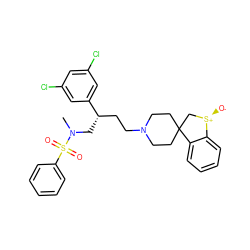 CN(C[C@@H](CCN1CCC2(CC1)C[S@@+]([O-])c1ccccc12)c1cc(Cl)cc(Cl)c1)S(=O)(=O)c1ccccc1 ZINC000026642865