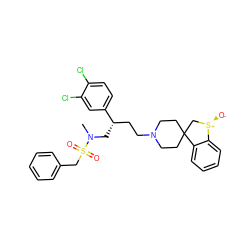 CN(C[C@@H](CCN1CCC2(CC1)C[S@@+]([O-])c1ccccc12)c1ccc(Cl)c(Cl)c1)S(=O)(=O)Cc1ccccc1 ZINC000026580313