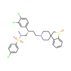 CN(C[C@@H](CCN1CCC2(CC1)C[S@@+]([O-])c1ccccc12)c1ccc(Cl)c(Cl)c1)S(=O)(=O)c1ccc(Cl)cc1 ZINC000026579020