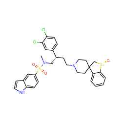 CN(C[C@@H](CCN1CCC2(CC1)C[S@@+]([O-])c1ccccc12)c1ccc(Cl)c(Cl)c1)S(=O)(=O)c1ccc2[nH]ccc2c1 ZINC000026578891