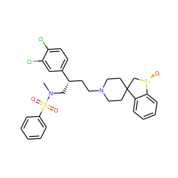 CN(C[C@@H](CCN1CCC2(CC1)C[S@@+]([O-])c1ccccc12)c1ccc(Cl)c(Cl)c1)S(=O)(=O)c1ccccc1 ZINC000026495572