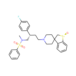 CN(C[C@@H](CCN1CCC2(CC1)C[S@@+]([O-])c1ccccc12)c1ccc(F)cc1)S(=O)(=O)c1ccccc1 ZINC000026580171