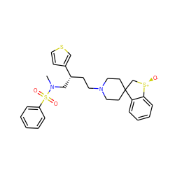 CN(C[C@@H](CCN1CCC2(CC1)C[S@@+]([O-])c1ccccc12)c1ccsc1)S(=O)(=O)c1ccccc1 ZINC000026650625