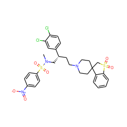 CN(C[C@@H](CCN1CCC2(CC1)CS(=O)(=O)c1ccccc12)c1ccc(Cl)c(Cl)c1)S(=O)(=O)c1ccc([N+](=O)[O-])cc1 ZINC000026579494