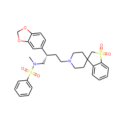 CN(C[C@@H](CCN1CCC2(CC1)CS(=O)(=O)c1ccccc12)c1ccc2c(c1)OCO2)S(=O)(=O)c1ccccc1 ZINC000026646380