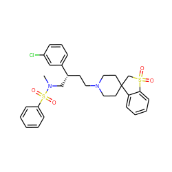 CN(C[C@@H](CCN1CCC2(CC1)CS(=O)(=O)c1ccccc12)c1cccc(Cl)c1)S(=O)(=O)c1ccccc1 ZINC000026498528