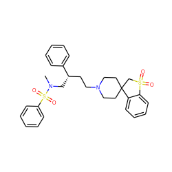 CN(C[C@@H](CCN1CCC2(CC1)CS(=O)(=O)c1ccccc12)c1ccccc1)S(=O)(=O)c1ccccc1 ZINC000026652181