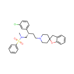 CN(C[C@@H](CCN1CCC2(CC1)Cc1ccccc1O2)c1cccc(Cl)c1)S(=O)(=O)c1ccccc1 ZINC000013479393