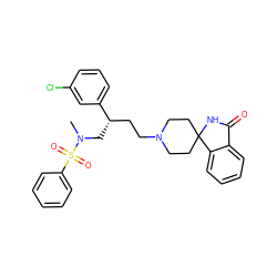 CN(C[C@@H](CCN1CCC2(CC1)NC(=O)c1ccccc12)c1cccc(Cl)c1)S(=O)(=O)c1ccccc1 ZINC000026494068