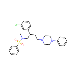 CN(C[C@@H](CCN1CCN(c2ccccc2)CC1)c1cccc(Cl)c1)S(=O)(=O)c1ccccc1 ZINC000013479383