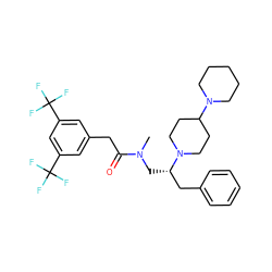 CN(C[C@@H](Cc1ccccc1)N1CCC(N2CCCCC2)CC1)C(=O)Cc1cc(C(F)(F)F)cc(C(F)(F)F)c1 ZINC000027517647