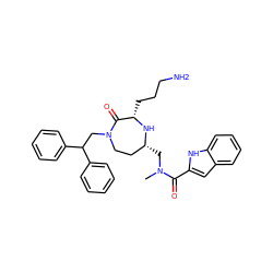 CN(C[C@@H]1CCN(CC(c2ccccc2)c2ccccc2)C(=O)[C@H](CCCN)N1)C(=O)c1cc2ccccc2[nH]1 ZINC001772576204