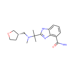 CN(C[C@@H]1CCOC1)C(C)(C)c1nc2c(C(N)=O)cccc2[nH]1 ZINC000040933171