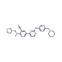 CN(C[C@@H]1CCOC1)c1ncc(-c2ccnc(Nc3ccc(CN4CCOCC4)nc3)n2)cc1C#N ZINC000223231593