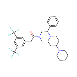 CN(C[C@H](c1ccccc1)N1CCC(N2CCCCC2)CC1)C(=O)Cc1cc(C(F)(F)F)cc(C(F)(F)F)c1 ZINC000027436973