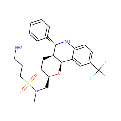 CN(C[C@H]1CC[C@@H]2[C@H](O1)c1cc(C(F)(F)F)ccc1N[C@H]2c1ccccc1)S(=O)(=O)CCCN ZINC000049034747