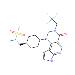 CN(C[C@H]1CC[C@H](N2CN(CC(F)(F)F)C(=O)c3cnc4[nH]ccc4c32)CC1)S(C)(=O)=O ZINC001772619373