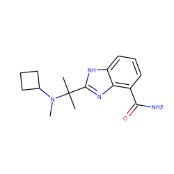 CN(C1CCC1)C(C)(C)c1nc2c(C(N)=O)cccc2[nH]1 ZINC000040919243