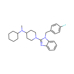 CN(C1CCCCC1)C1CCN(c2nc3ccccc3n2Cc2ccc(F)cc2)CC1 ZINC000043011595