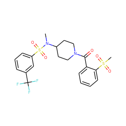 CN(C1CCN(C(=O)c2ccccc2S(C)(=O)=O)CC1)S(=O)(=O)c1cccc(C(F)(F)F)c1 ZINC000103251108