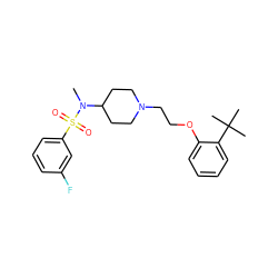 CN(C1CCN(CCOc2ccccc2C(C)(C)C)CC1)S(=O)(=O)c1cccc(F)c1 ZINC000653799599