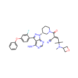 CN(C1COC1)C(C)(C)/C=C(\C#N)C(=O)N1CCC[C@@H](n2nc(-c3ccc(Oc4ccccc4)cc3F)c3c(N)ncnc32)C1 ZINC000207784845