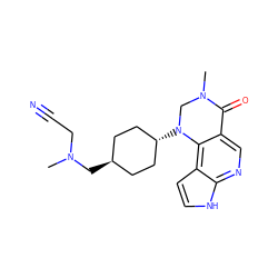 CN(CC#N)C[C@H]1CC[C@H](N2CN(C)C(=O)c3cnc4[nH]ccc4c32)CC1 ZINC001772578874