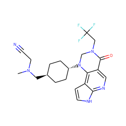 CN(CC#N)C[C@H]1CC[C@H](N2CN(CC(F)(F)F)C(=O)c3cnc4[nH]ccc4c32)CC1 ZINC001772598025