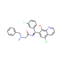 CN(CC(=O)N[C@@H](c1cccc(F)c1)c1cc(Cl)c2cccnc2c1O)Cc1ccccc1 ZINC000040897639