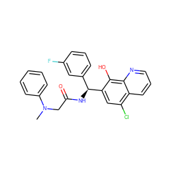 CN(CC(=O)N[C@@H](c1cccc(F)c1)c1cc(Cl)c2cccnc2c1O)c1ccccc1 ZINC000040897633