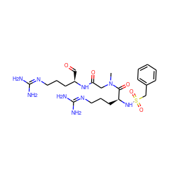 CN(CC(=O)N[C@H](C=O)CCCN=C(N)N)C(=O)[C@H](CCCN=C(N)N)NS(=O)(=O)Cc1ccccc1 ZINC000029346405