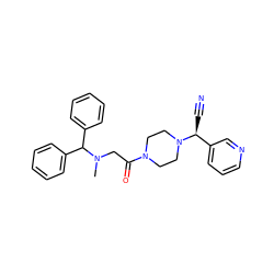 CN(CC(=O)N1CCN([C@@H](C#N)c2cccnc2)CC1)C(c1ccccc1)c1ccccc1 ZINC000013729251