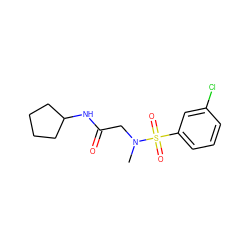 CN(CC(=O)NC1CCCC1)S(=O)(=O)c1cccc(Cl)c1 ZINC000006559230