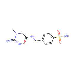 CN(CC(=O)NCc1ccc(S(N)(=O)=O)cc1)C(=N)N ZINC000013800562