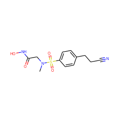 CN(CC(=O)NO)S(=O)(=O)c1ccc(CCC#N)cc1 ZINC000013537433