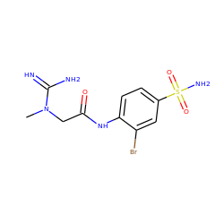 CN(CC(=O)Nc1ccc(S(N)(=O)=O)cc1Br)C(=N)N ZINC000013800571