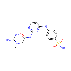 CN(CC(=O)Nc1nccc(Nc2ccc(S(N)(=O)=O)cc2)n1)C(=N)N ZINC000013800601