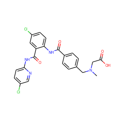 CN(CC(=O)O)Cc1ccc(C(=O)Nc2ccc(Cl)cc2C(=O)Nc2ccc(Cl)cn2)cc1 ZINC000028096515