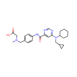 CN(CC(=O)O)Cc1ccc(NC(=O)c2cc(N(CC3CC3)C3CCCCC3)ncn2)cc1 ZINC000049071075