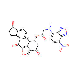CN(CC(=O)O[C@@H]1CC(=O)c2coc3c2[C@@]1(C)c1ccc2c(c1C3=O)CCC2=O)c1ccc([N+](=O)[O-])c2nonc12 ZINC000036286581