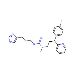 CN(CC[C@@H](c1ccc(F)cc1)c1ccccn1)C(=N)NCCCc1c[nH]cn1 ZINC000029570261