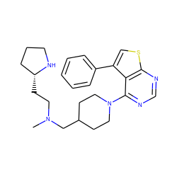 CN(CC[C@@H]1CCCN1)CC1CCN(c2ncnc3scc(-c4ccccc4)c23)CC1 ZINC000653762202