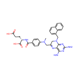 CN(CC1=Nc2c(N)nc(N)nc2N(Cc2cccc3ccccc23)C1)c1ccc(C(=O)N[C@@H](CCC(=O)O)C(=O)O)cc1 ZINC000169337768