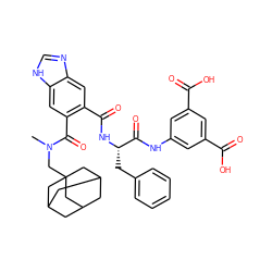 CN(CC12CC3CC(CC(C3)C1)C2)C(=O)c1cc2[nH]cnc2cc1C(=O)N[C@@H](Cc1ccccc1)C(=O)Nc1cc(C(=O)O)cc(C(=O)O)c1 ZINC000028528700