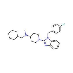 CN(CC1CCCCC1)C1CCN(c2nc3ccccc3n2Cc2ccc(F)cc2)CC1 ZINC000043014423