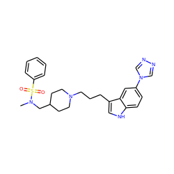 CN(CC1CCN(CCCc2c[nH]c3ccc(-n4cnnc4)cc23)CC1)S(=O)(=O)c1ccccc1 ZINC000013802593