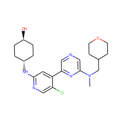 CN(CC1CCOCC1)c1cncc(-c2cc(N[C@H]3CC[C@H](O)CC3)ncc2Cl)n1 ZINC000261100418