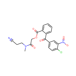 CN(CCC#N)C(=O)COC(=O)c1ccccc1C(=O)c1ccc(Cl)c([N+](=O)[O-])c1 ZINC000003287005