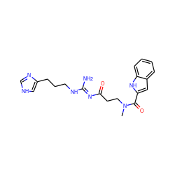 CN(CCC(=O)/N=C(\N)NCCCc1c[nH]cn1)C(=O)c1cc2ccccc2[nH]1 ZINC000040915176