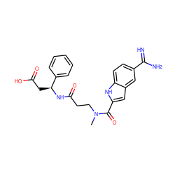 CN(CCC(=O)N[C@@H](CC(=O)O)c1ccccc1)C(=O)c1cc2cc(C(=N)N)ccc2[nH]1 ZINC000013776107